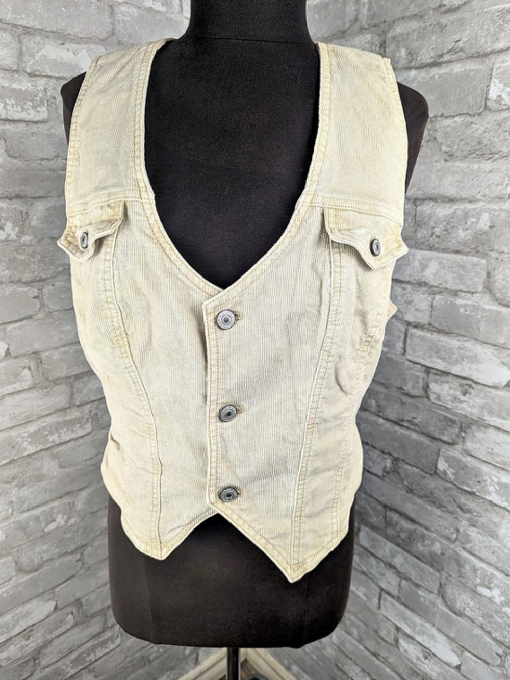 American Eagle Corduroy Vest in Cream Size XL Like New